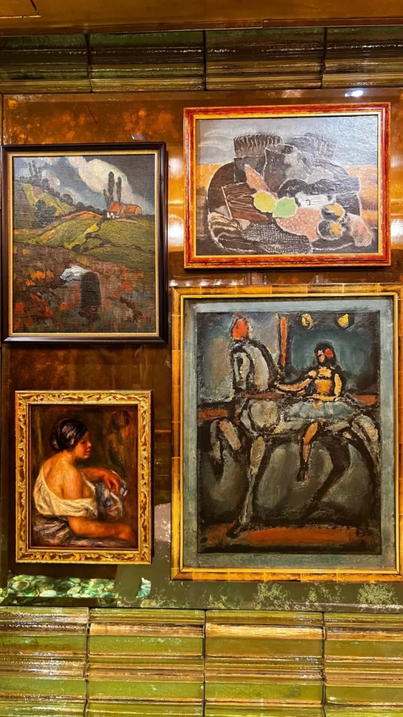 Framed artwork displayed inside Scott's Mayfair