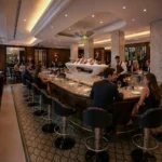 Long bar and dining area inside Scott's Mayfair