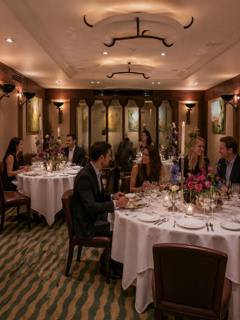 Elegant private dining room with white tablecloths at Scott's Mayfair