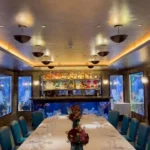Luxurious interior corridor and dining area at Scott's Mayfair