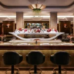 Seafood display and bar seating inside Scott's Mayfair
