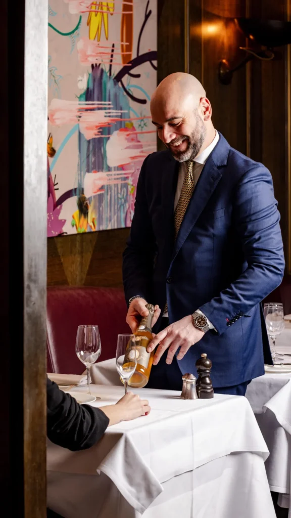 Fine dining table service at Scott's Mayfair