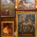Framed artwork displayed inside Scott's Mayfair restaurant in London