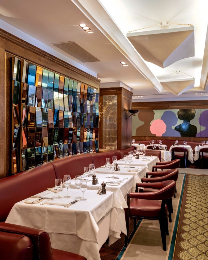 Classic dining room interior at Scott's Mayfair in London