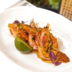 Seafood dish presented on a plate at Scott's Mayfair in London