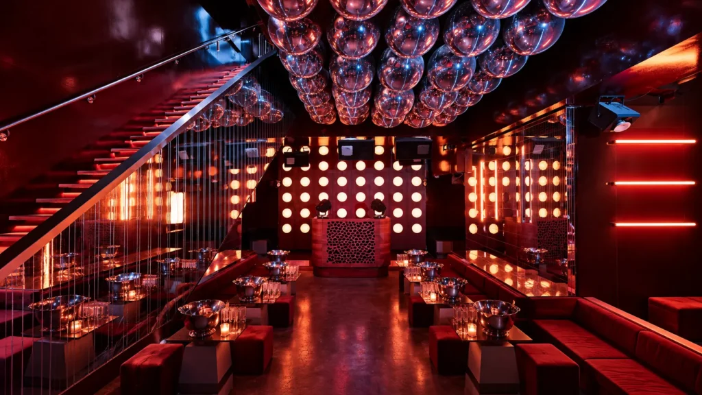 Red and black interior of Silencio Club Paris