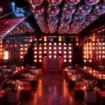 Red and black interior of Silencio Club Paris