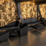 Modern lounge seating inside Silencio Club Paris