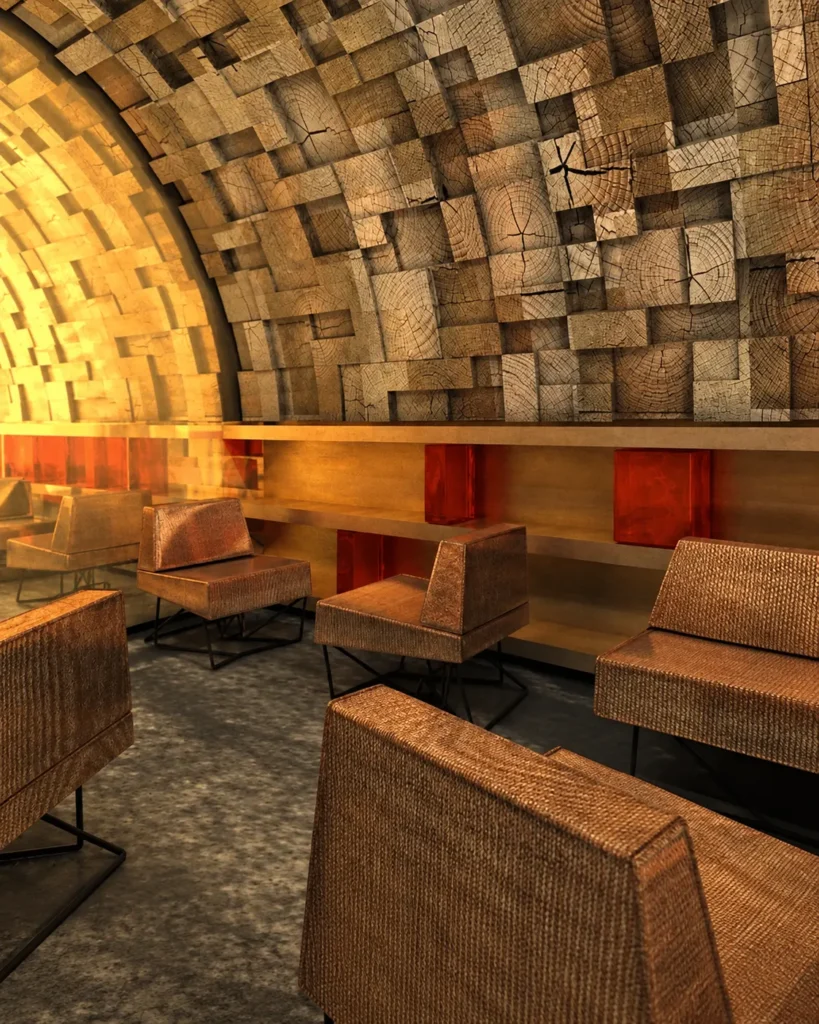 Stone-vaulted lounge seating area at Silencio Club Paris