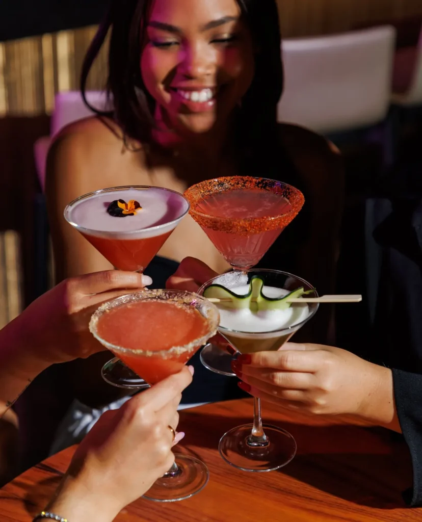 Colorful cocktails being served at STK Milan