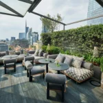 Outdoor rooftop terrace at STK Milan with city views