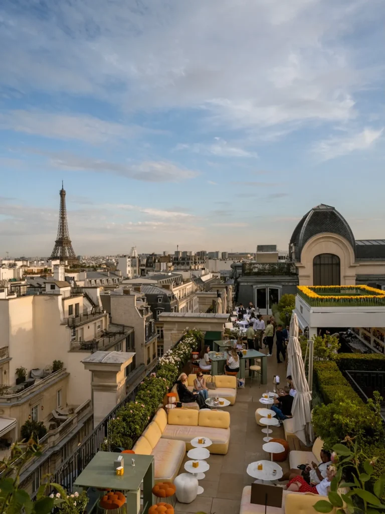Paris skyline and Eiffel Tower viewed from The Peninsula Paris