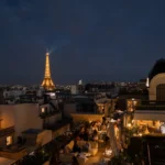 Eiffel Tower illuminated at night from The Peninsula Paris