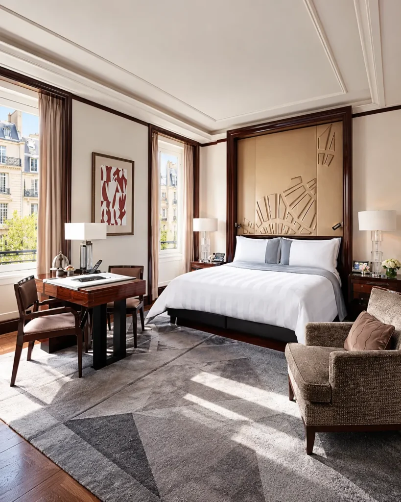 Elegant guest room interior at The Peninsula Paris