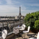 Rooftop terrace with Eiffel Tower views at The Peninsula Paris