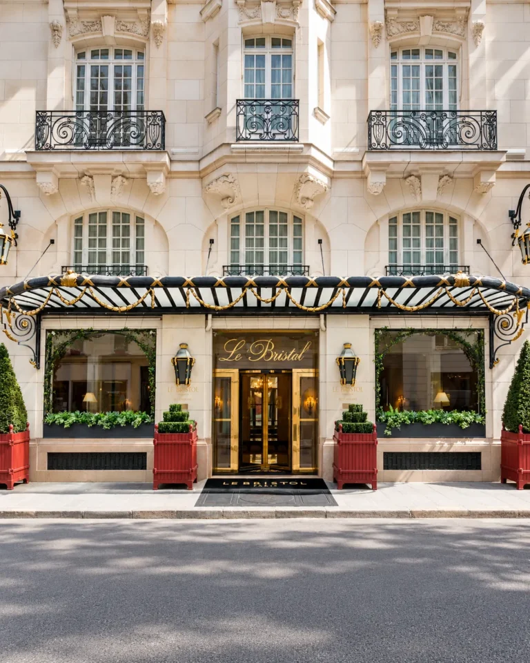 Grand entrance of Le Bristol Paris hotel