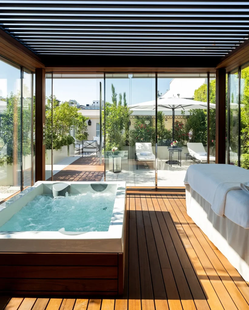 Private rooftop terrace with a plunge pool at Le Bristol Paris