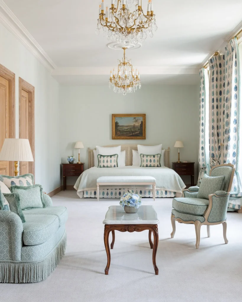 Elegant lounge salon with classic French interiors at Le Bristol Paris