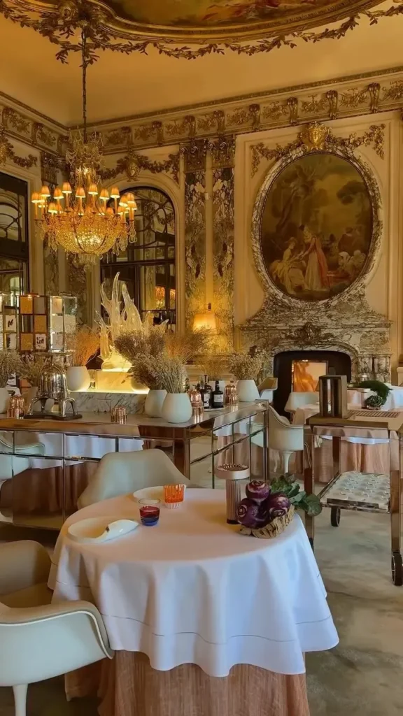 Refined fine dining setting inside Le Meurice Paris