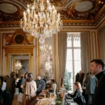 Ornate grand salon with crystal chandeliers, gilded details and elegant seating at Rosewood Hôtel de Crillon Paris